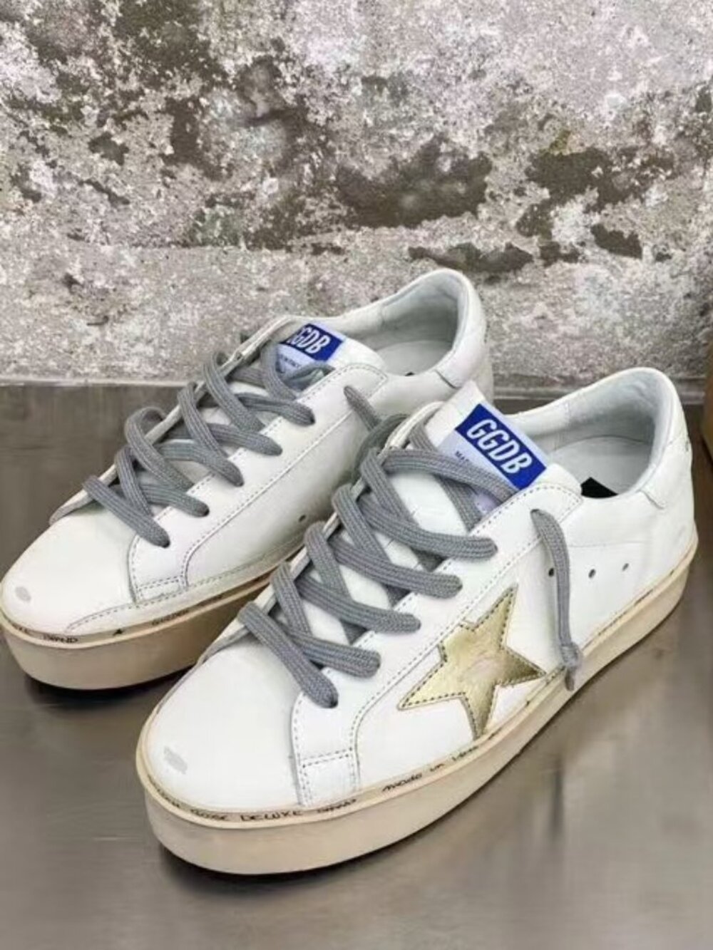 Golden Goose Hi-Star Leather Sneakers with Star Patch